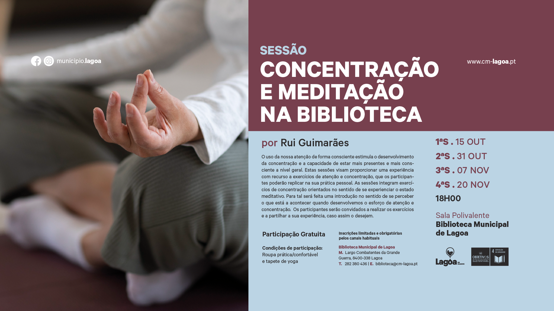 Sessões de Concentração e Meditação na Biblioteca